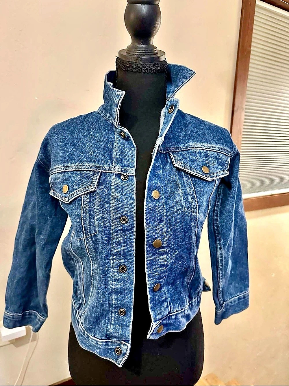Diamond Double U Co. Denim Jean Jacket Blue Size 12